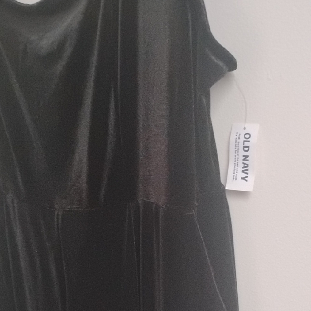 Old Navy Black Short Sleeve Dark Romanric Whimsigoth Velour Wide Leg Jumpsuit - Picture 8 of 16